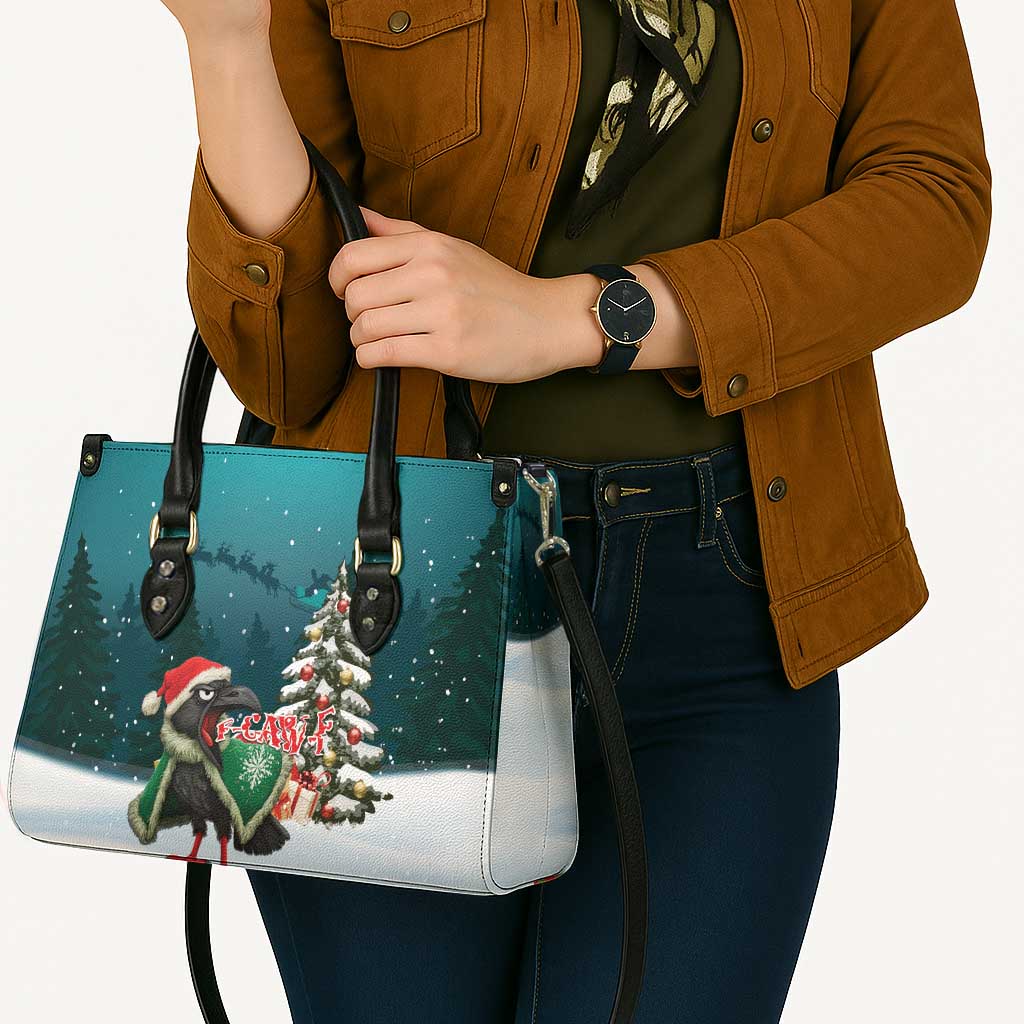 F Caw F Raven Santa Leather Bag Funny Christmas - Wonder Print Shop
