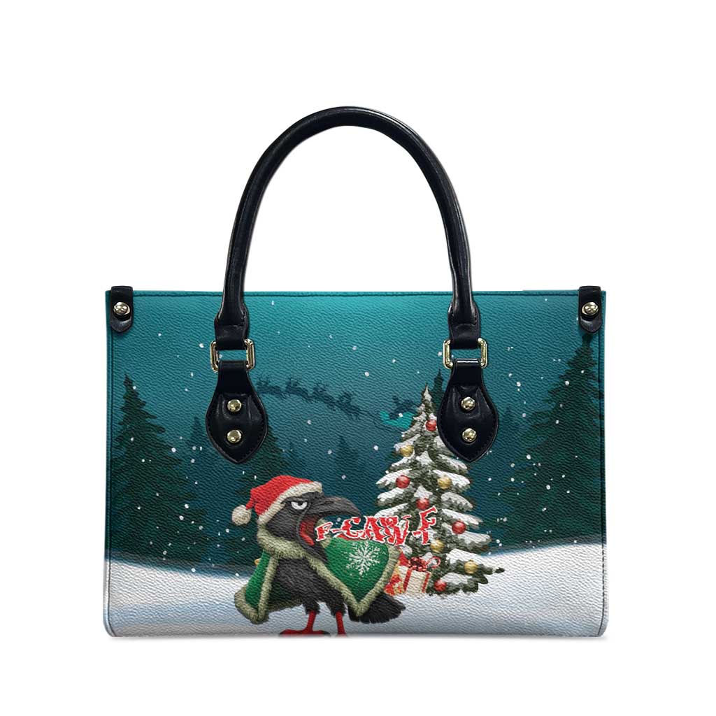 F Caw F Raven Santa Leather Bag Funny Christmas - Wonder Print Shop