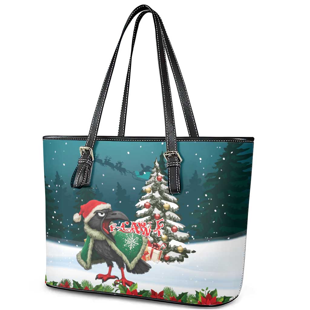 F Caw F Raven Santa Leather Tote Bag Funny Christmas - Wonder Print Shop