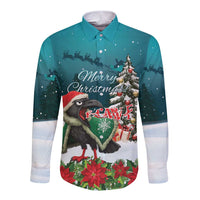F Caw F Raven Santa Long Sleeve Button Shirt Funny Christmas - Wonder Print Shop