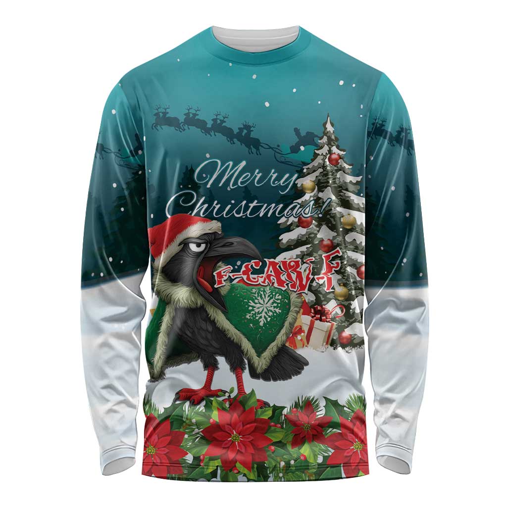 F Caw F Raven Santa Long Sleeve Shirt Funny Christmas - Wonder Print Shop