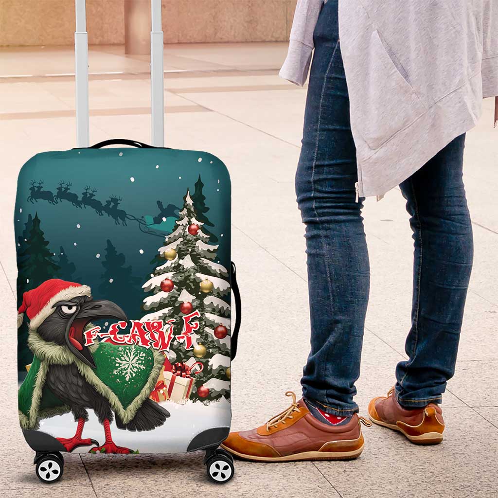 F Caw F Raven Santa Luggage Cover Funny Christmas - Wonder Print Shop