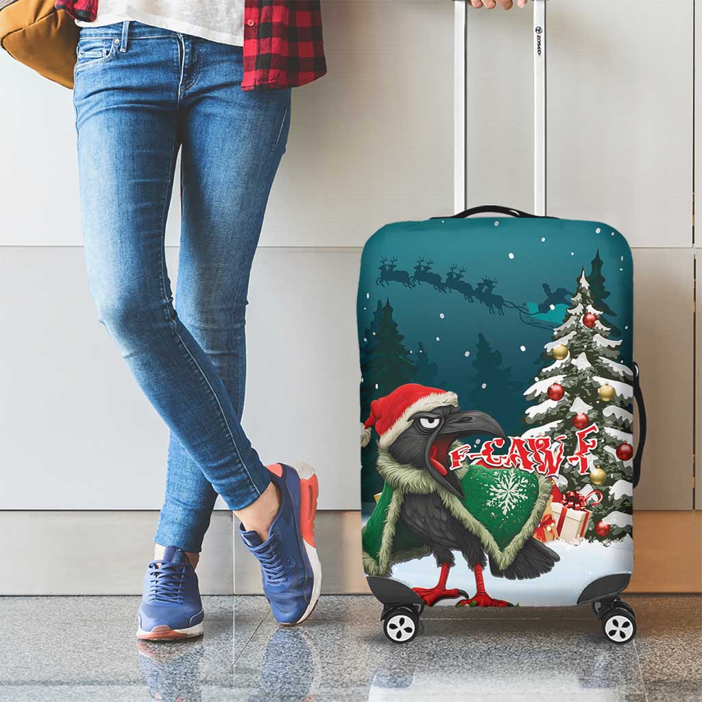 F Caw F Raven Santa Luggage Cover Funny Christmas - Wonder Print Shop