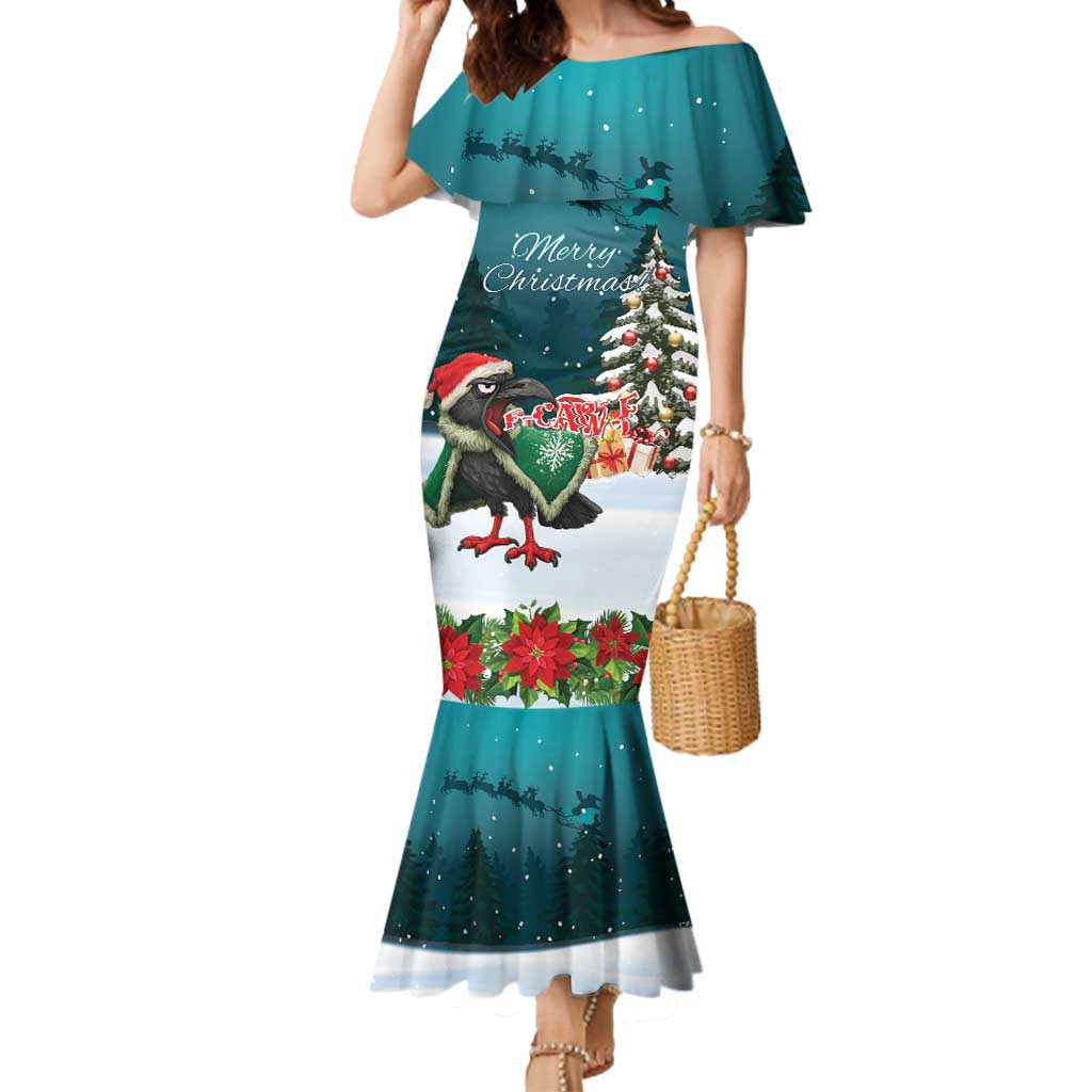 F Caw F Raven Santa Mermaid Dress Funny Christmas - Wonder Print Shop
