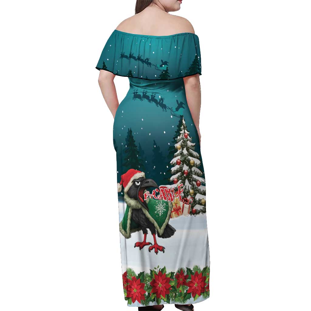 F Caw F Raven Santa Off Shoulder Maxi Dress Funny Christmas - Wonder Print Shop