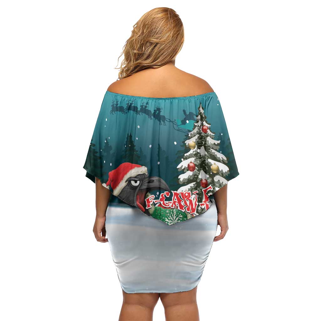 F Caw F Raven Santa Off Shoulder Short Dress Funny Christmas - Wonder Print Shop