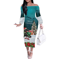 F Caw F Raven Santa Off The Shoulder Long Sleeve Dress Funny Christmas - Wonder Print Shop