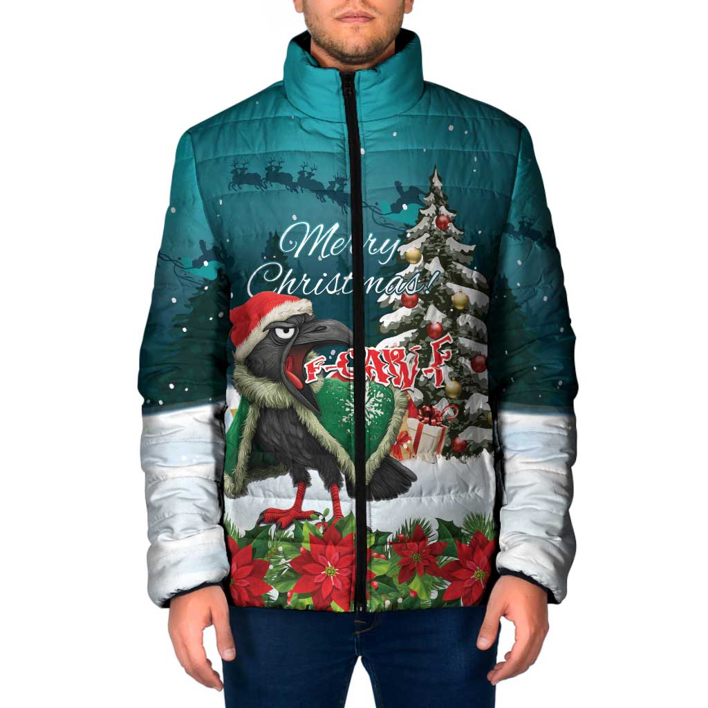 F Caw F Raven Santa Padded Jacket Funny Christmas - Wonder Print Shop