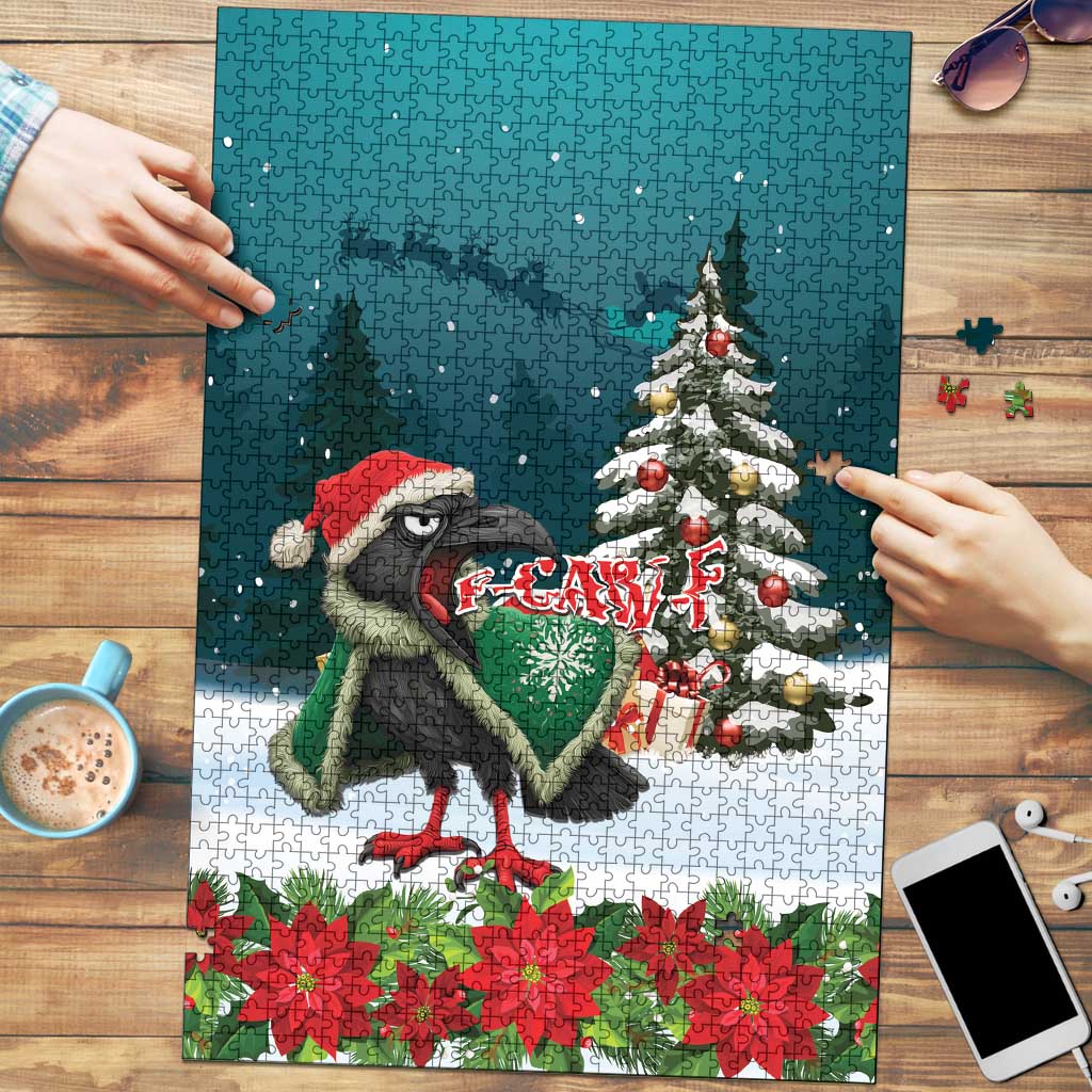 F Caw F Raven Santa Puzzle Funny Christmas - Wonder Print Shop