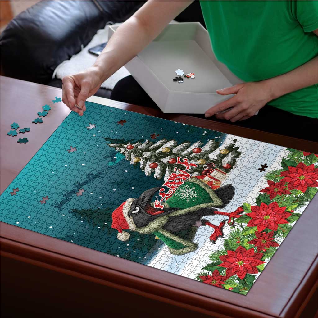 F Caw F Raven Santa Puzzle Funny Christmas - Wonder Print Shop