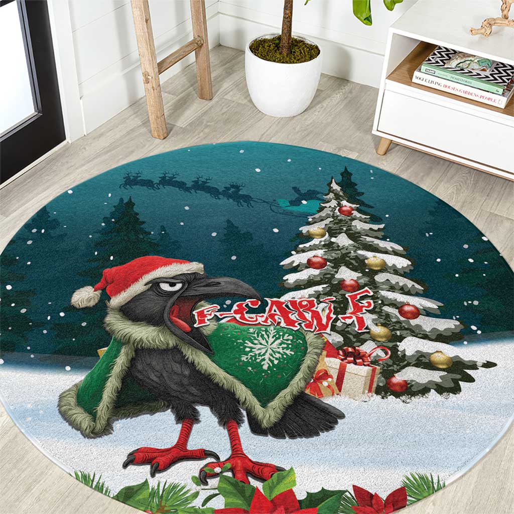F Caw F Raven Santa Round Carpet Funny Christmas - Wonder Print Shop