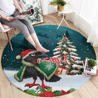 F Caw F Raven Santa Round Carpet Funny Christmas - Wonder Print Shop