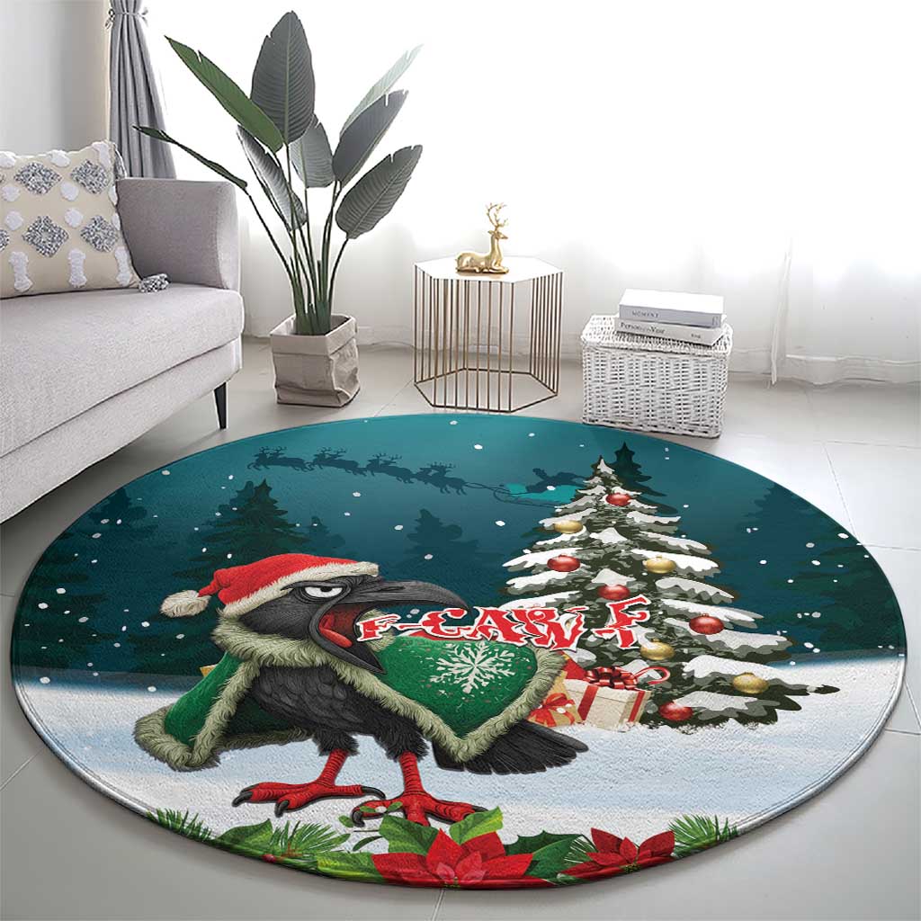 F Caw F Raven Santa Round Carpet Funny Christmas - Wonder Print Shop
