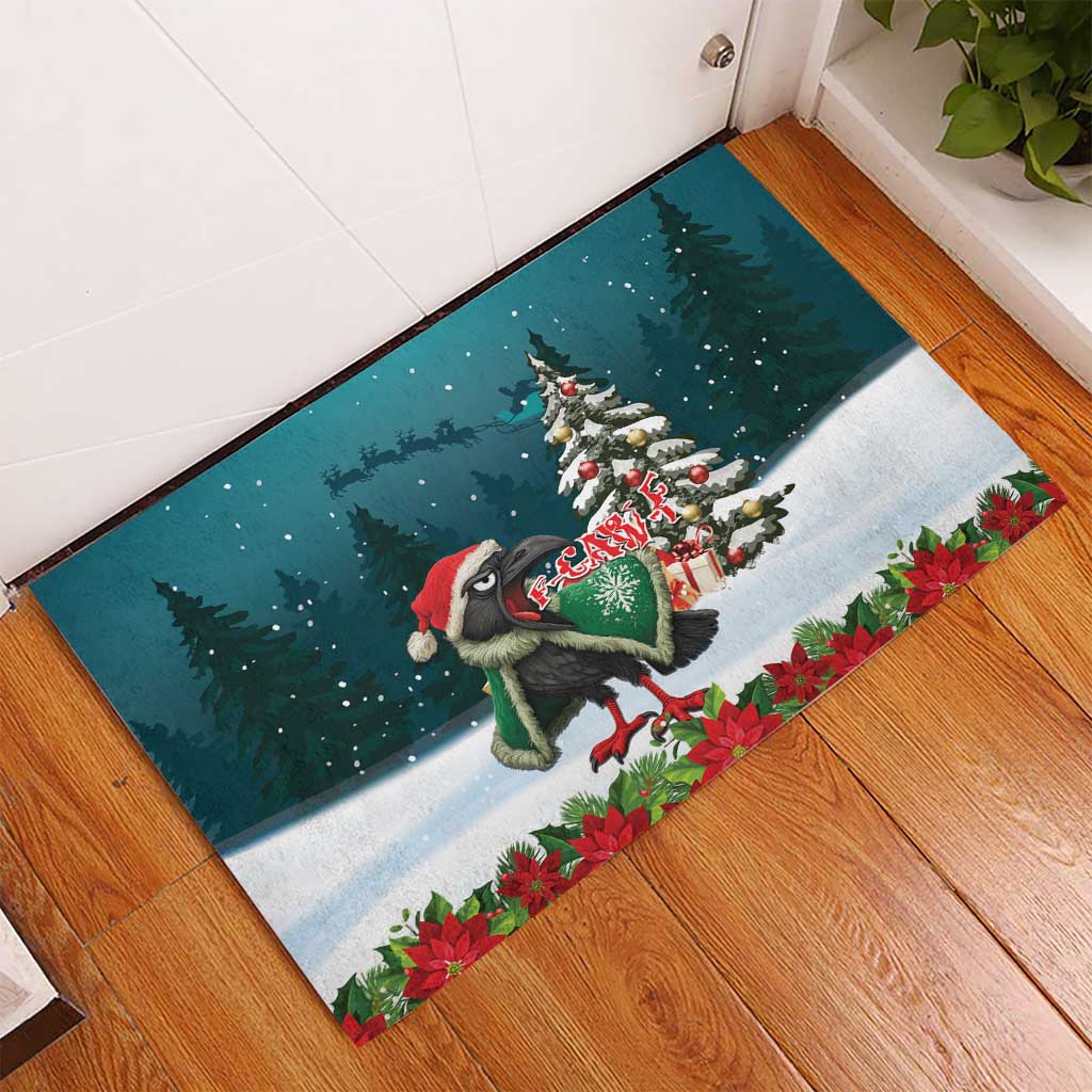 F Caw F Raven Santa Rubber Doormat Funny Christmas - Wonder Print Shop