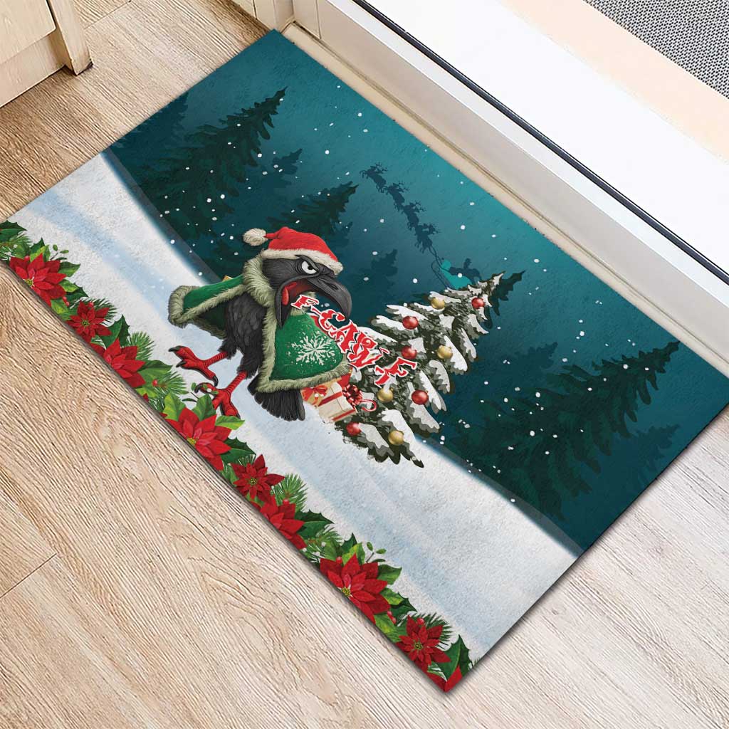 F Caw F Raven Santa Rubber Doormat Funny Christmas - Wonder Print Shop