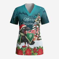 F Caw F Raven Santa Scrub Top Funny Christmas - Wonder Print Shop