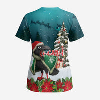 F Caw F Raven Santa Scrub Top Funny Christmas - Wonder Print Shop