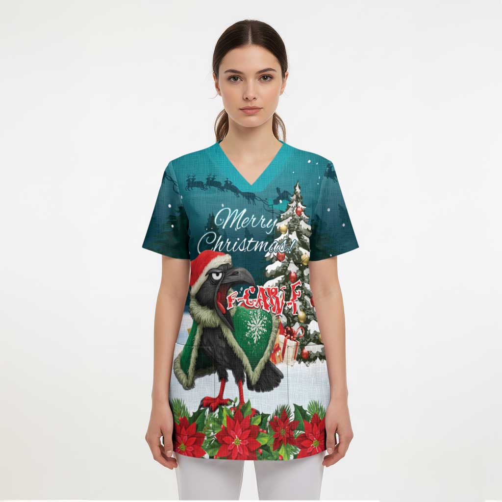 F Caw F Raven Santa Scrub Top Funny Christmas - Wonder Print Shop