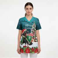 F Caw F Raven Santa Scrub Top Funny Christmas - Wonder Print Shop