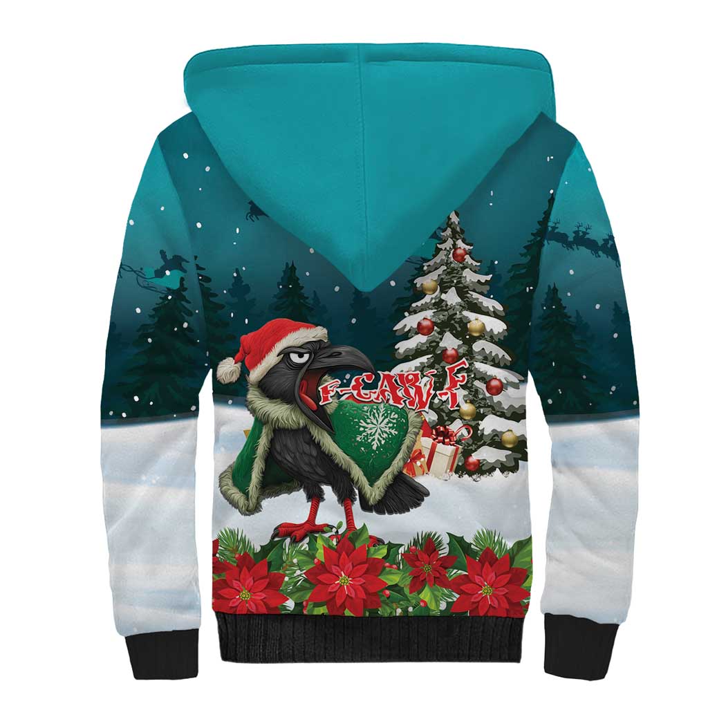 F Caw F Raven Santa Sherpa Hoodie Funny Christmas - Wonder Print Shop