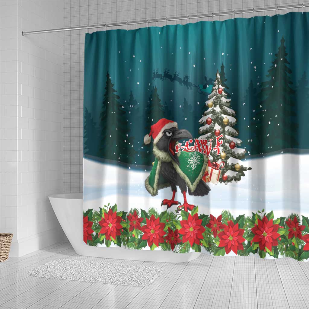 F Caw F Raven Santa Shower Curtain Funny Christmas - Wonder Print Shop