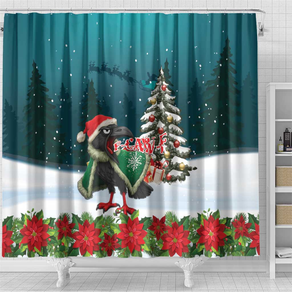 F Caw F Raven Santa Shower Curtain Funny Christmas - Wonder Print Shop