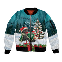 F Caw F Raven Santa Sleeve Zip Bomber Jacket Funny Christmas - Wonder Print Shop