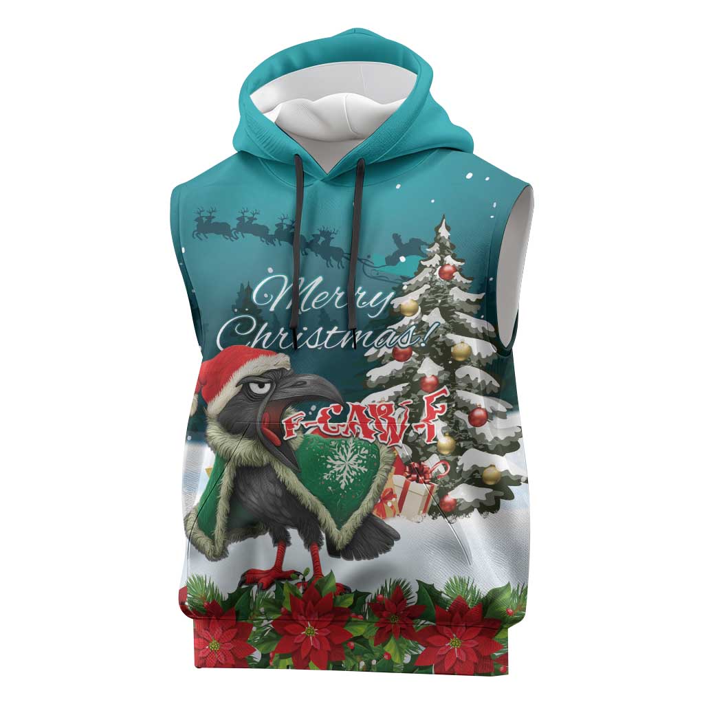 F Caw F Raven Santa Sleeveless Hoodie Funny Christmas - Wonder Print Shop