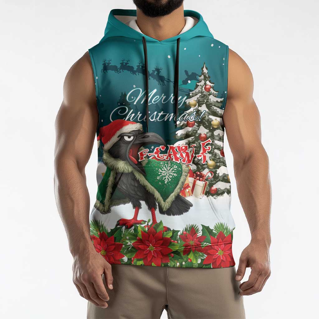 F Caw F Raven Santa Sleeveless Hoodie Funny Christmas - Wonder Print Shop