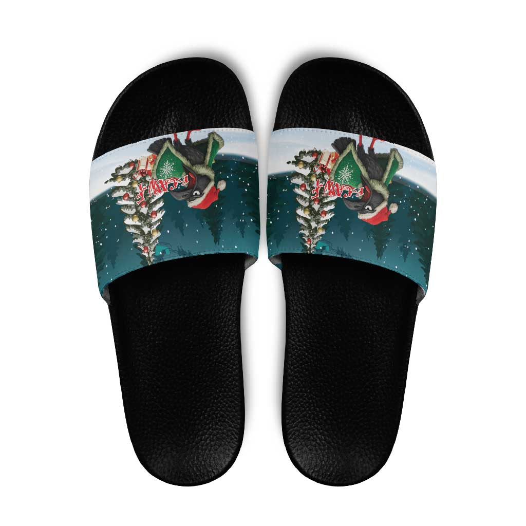 F Caw F Raven Santa Slide Sandals Funny Christmas - Wonder Print Shop