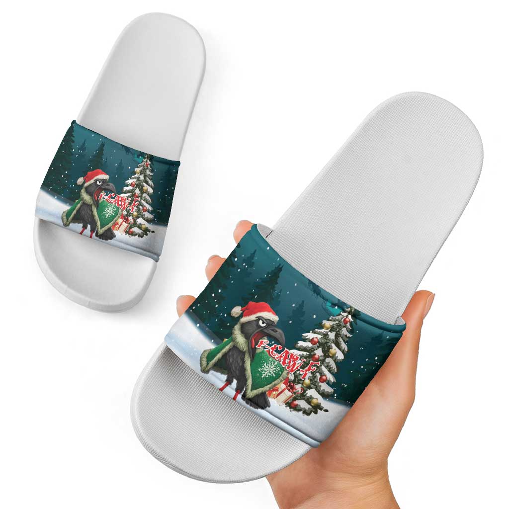 F Caw F Raven Santa Slide Sandals Funny Christmas - Wonder Print Shop