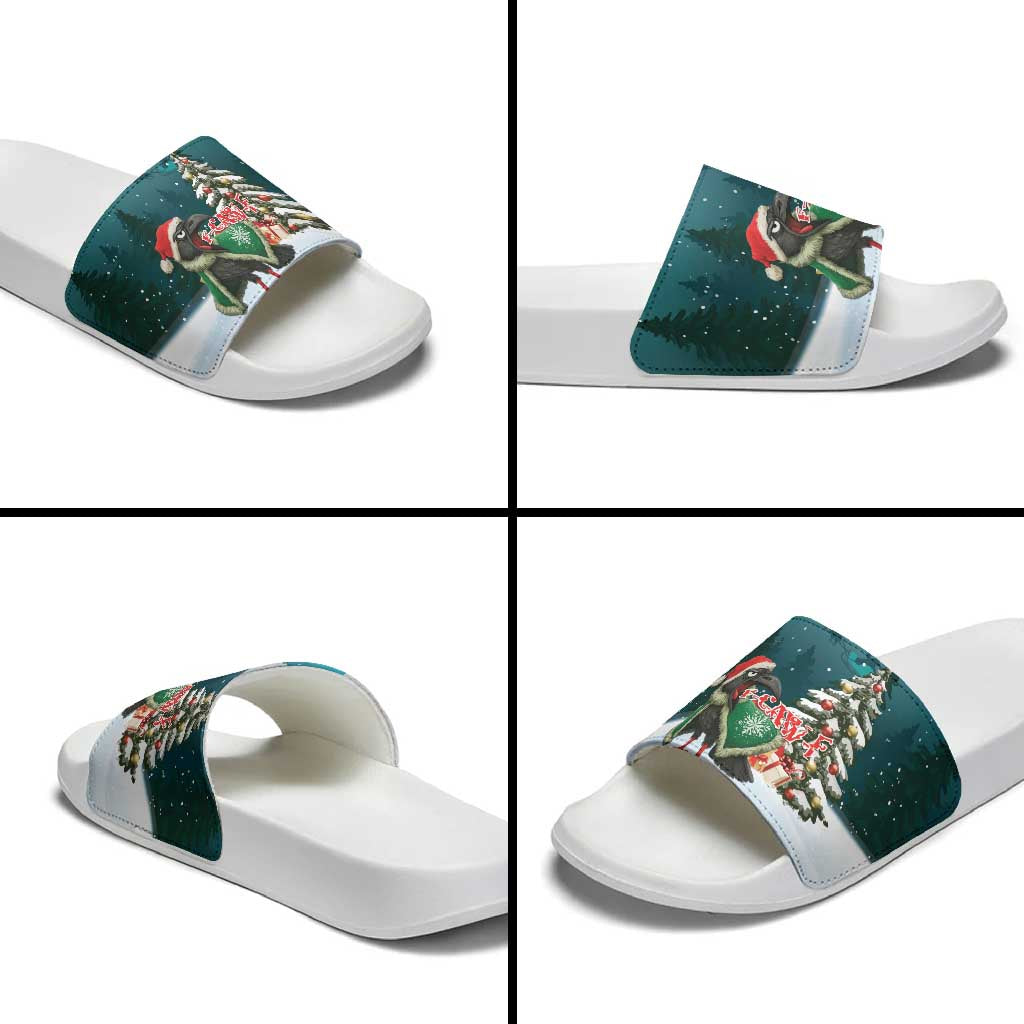 F Caw F Raven Santa Slide Sandals Funny Christmas - Wonder Print Shop