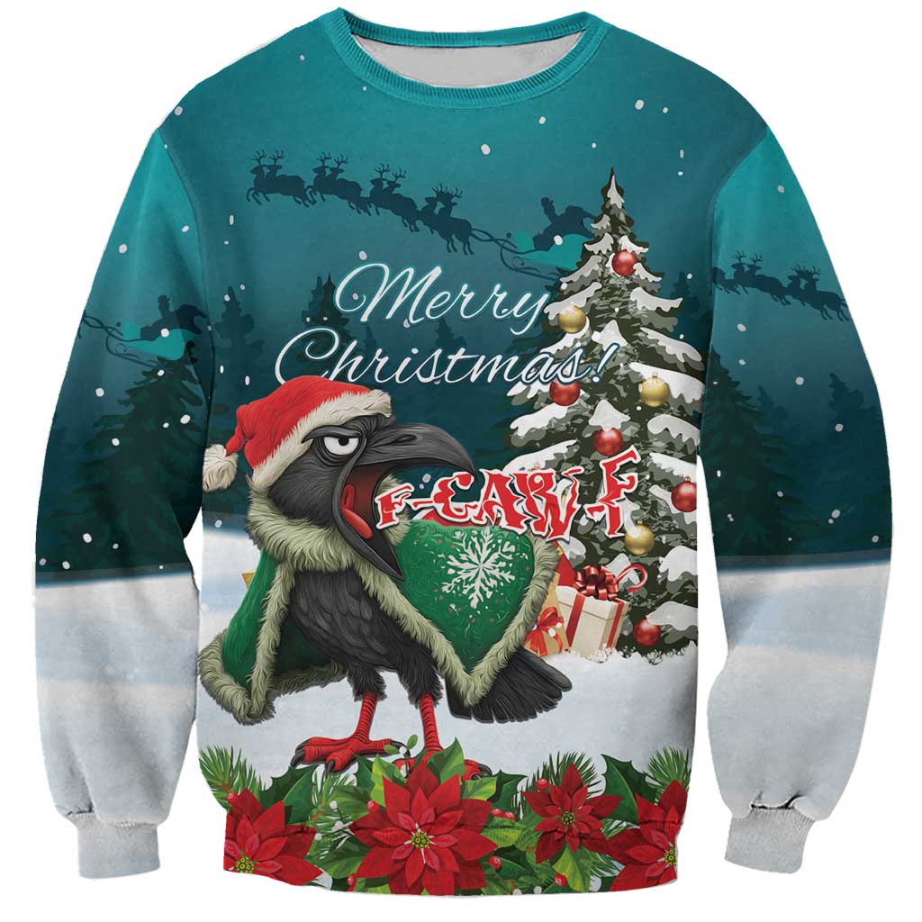 F Caw F Raven Santa Sweatshirt Funny Christmas - Wonder Print Shop