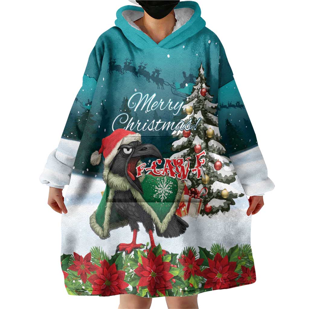 F Caw F Raven Santa Wearable Blanket Hoodie Funny Christmas - Wonder Print Shop