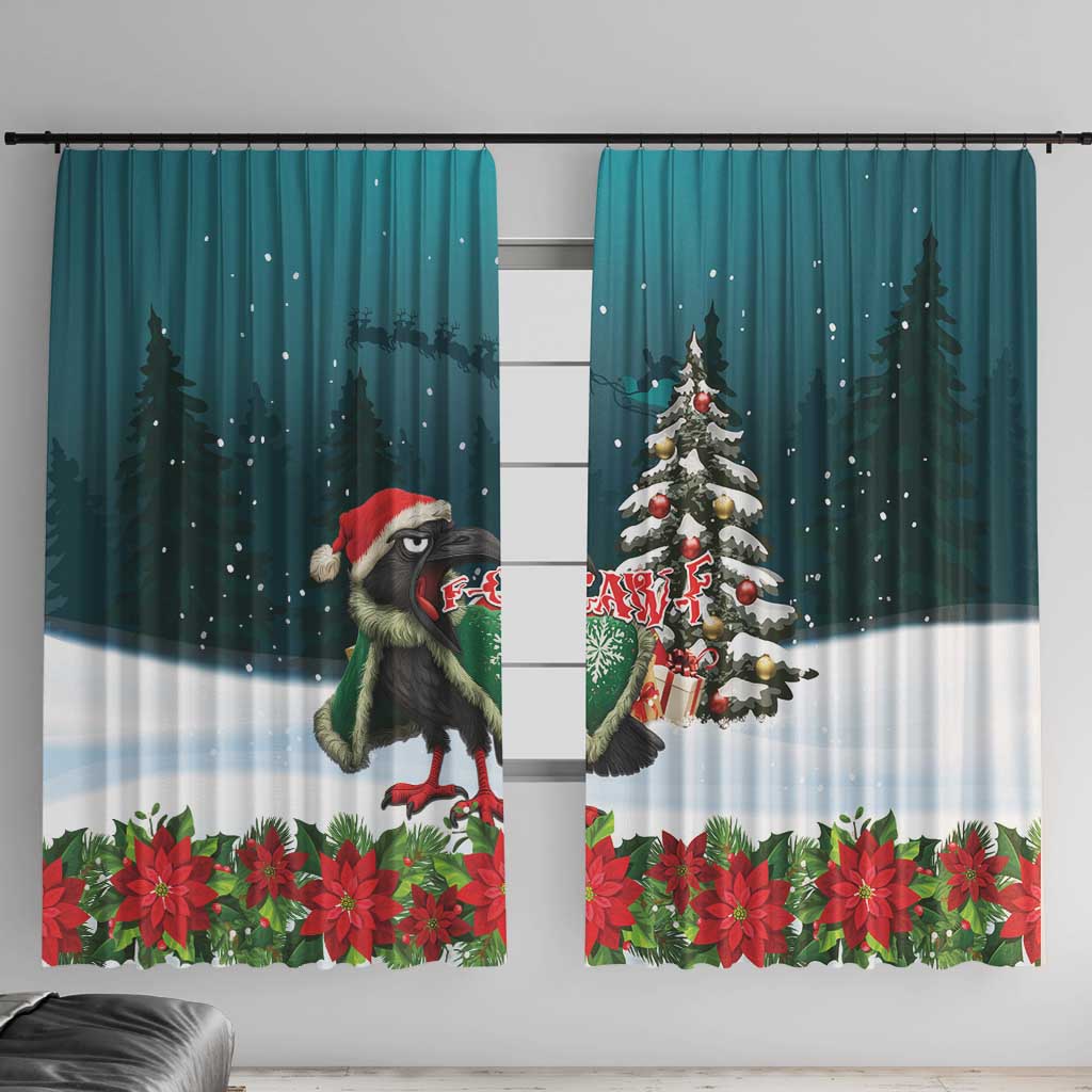 F Caw F Raven Santa Window Curtain Funny Christmas - Wonder Print Shop