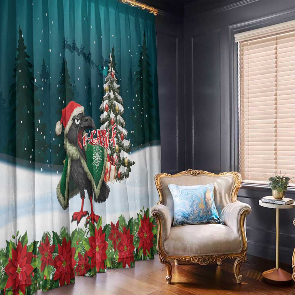 F Caw F Raven Santa Window Curtain Funny Christmas - Wonder Print Shop
