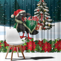 F Caw F Raven Santa Window Curtain Funny Christmas - Wonder Print Shop