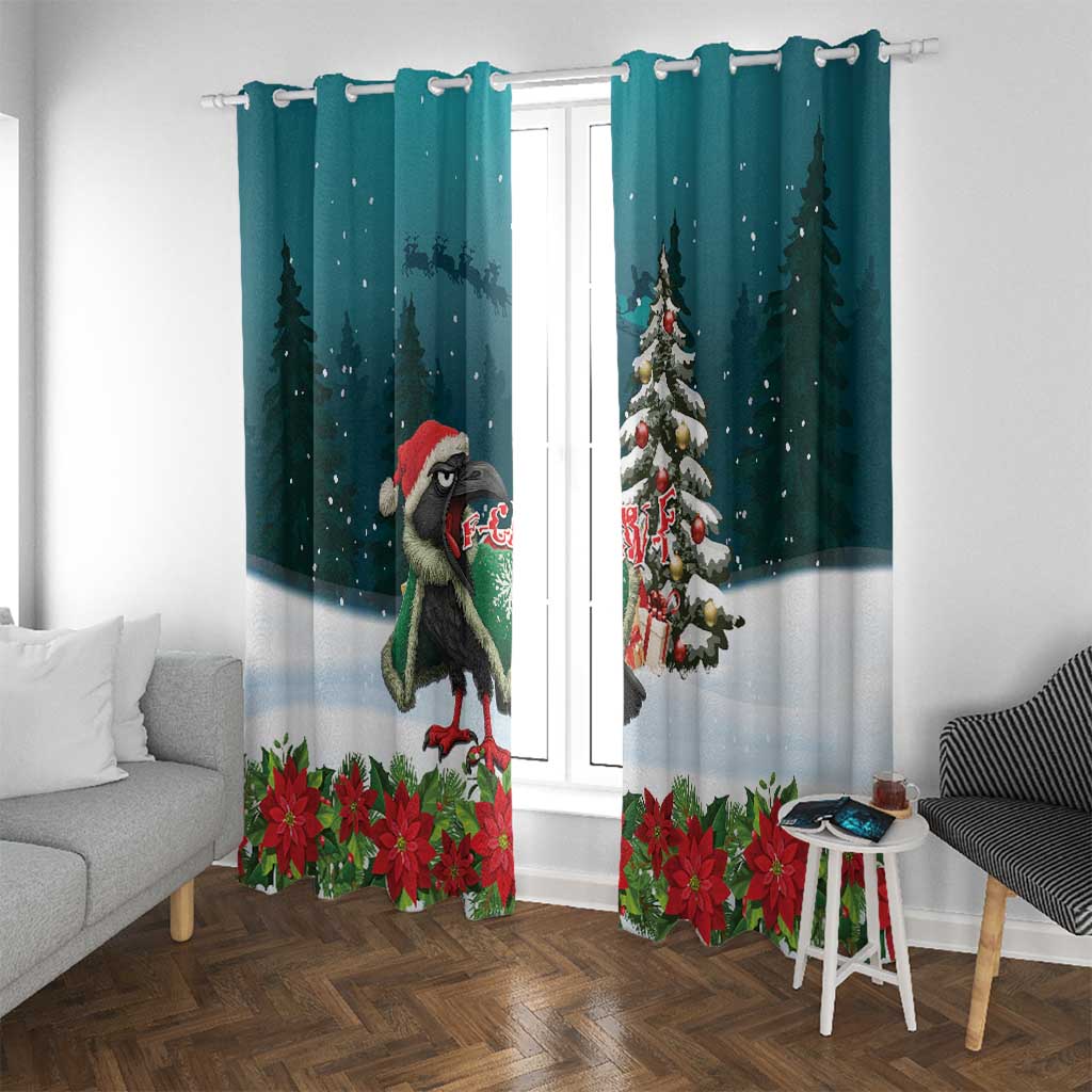 F Caw F Raven Santa Window Curtain Funny Christmas - Wonder Print Shop