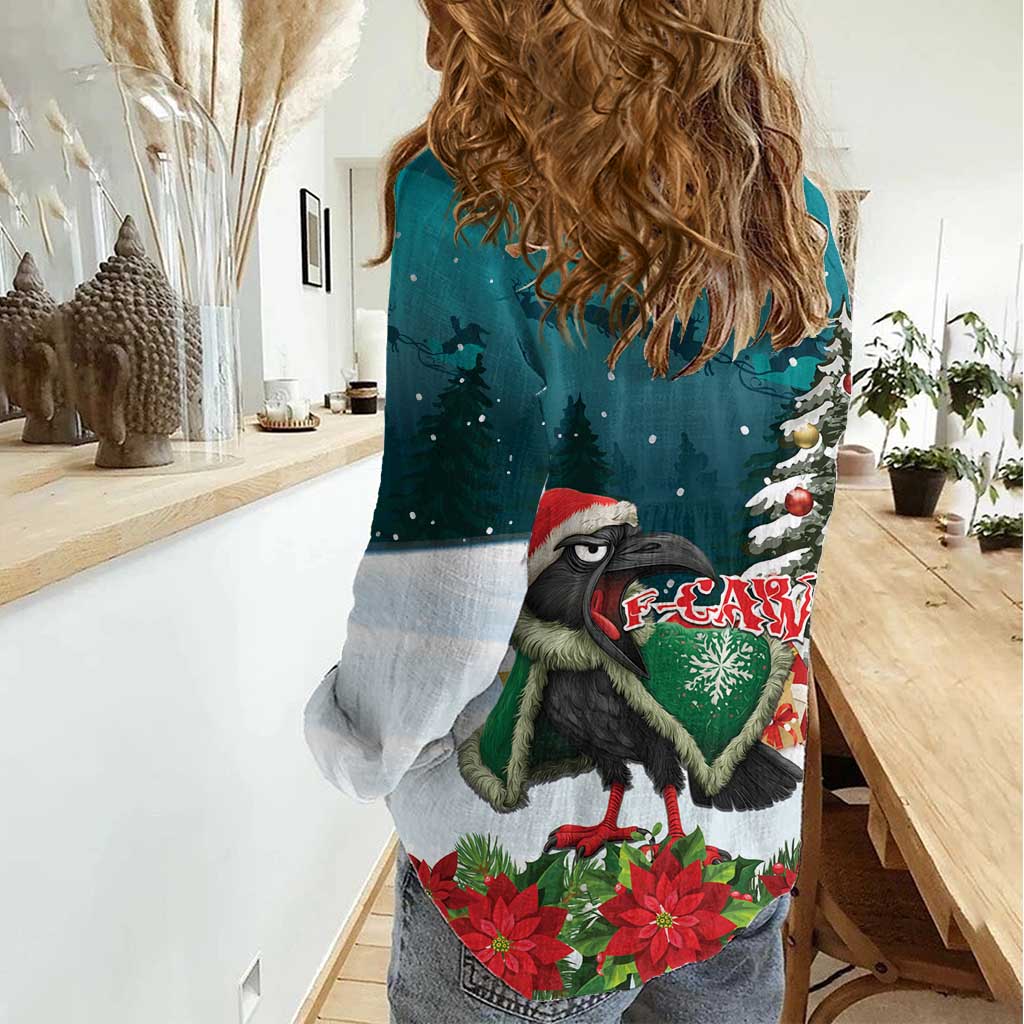 F Caw F Raven Santa Women Casual Shirt Funny Christmas - Wonder Print Shop