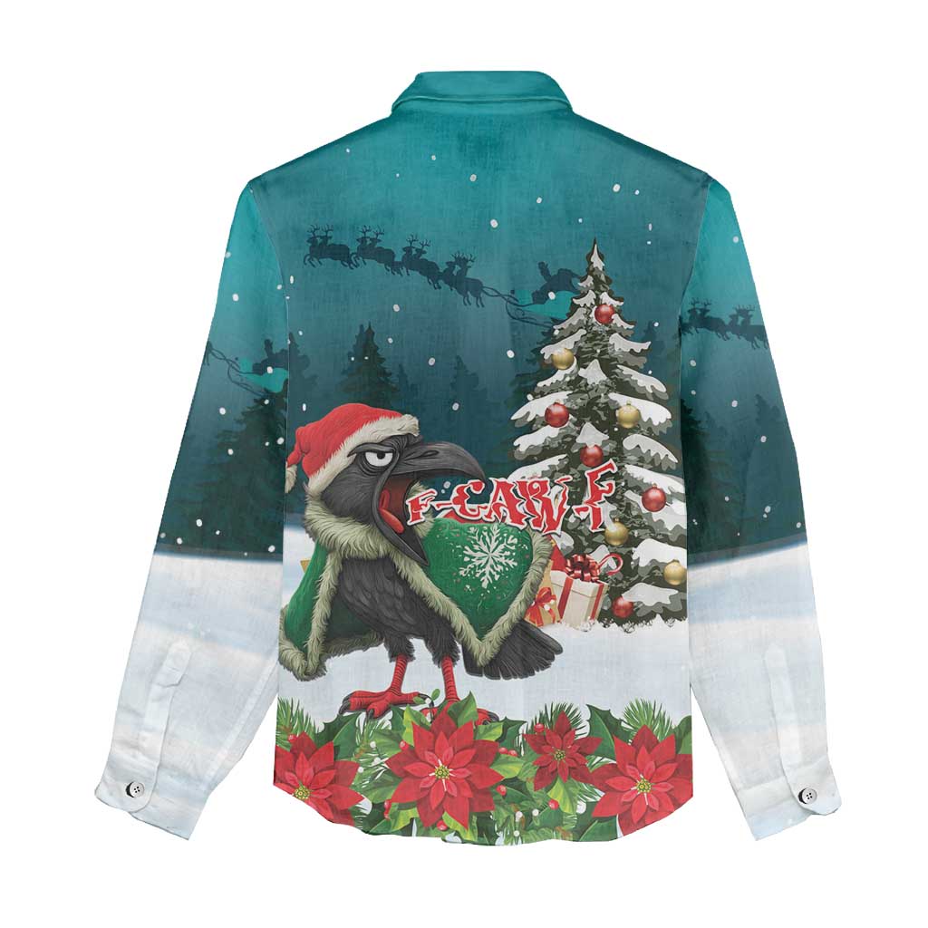 F Caw F Raven Santa Women Casual Shirt Funny Christmas - Wonder Print Shop