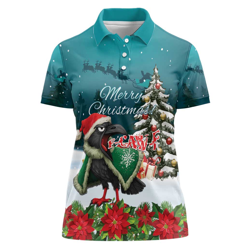 F Caw F Raven Santa Women Polo Shirt Funny Christmas - Wonder Print Shop