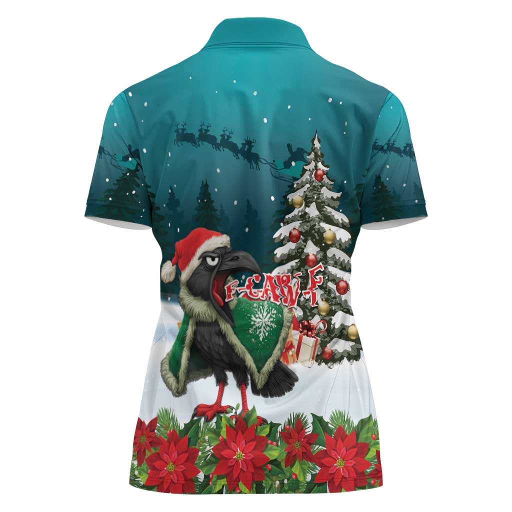 F Caw F Raven Santa Women Polo Shirt Funny Christmas - Wonder Print Shop