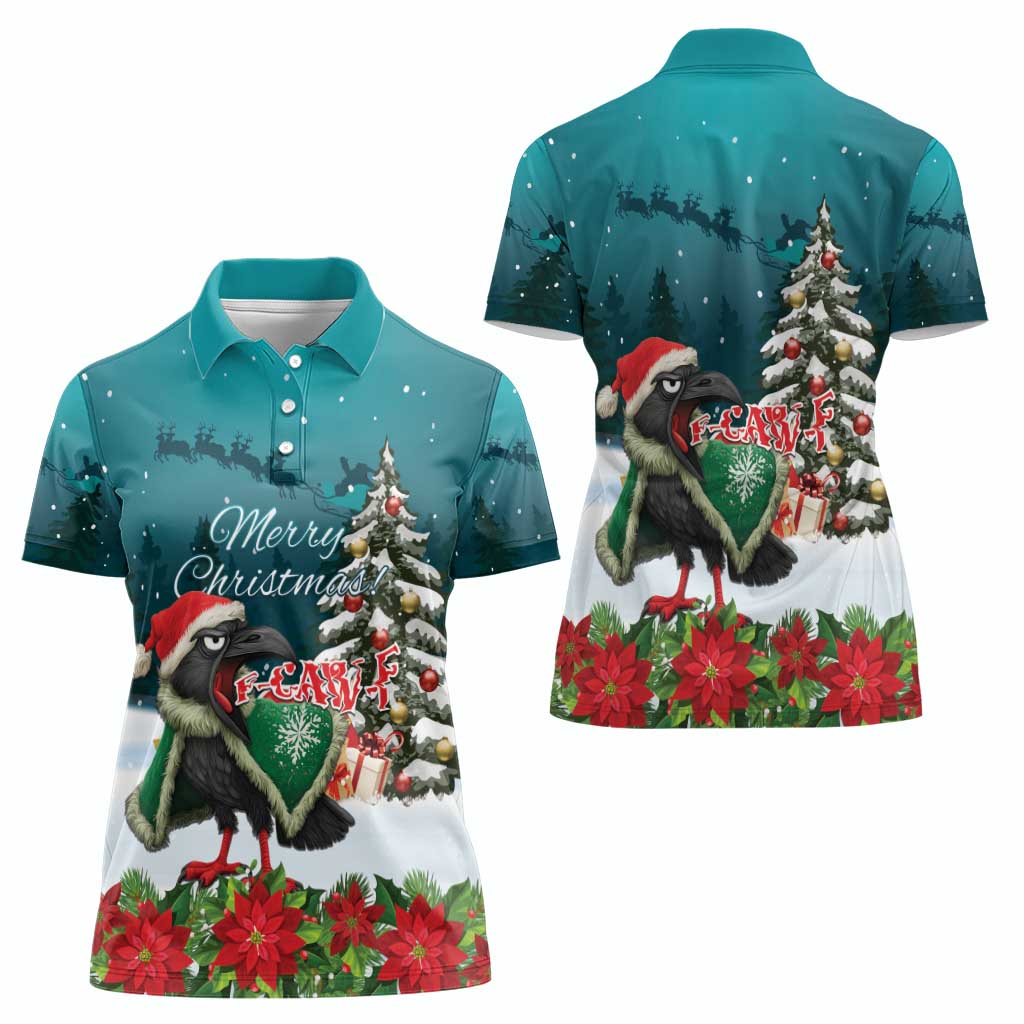 F Caw F Raven Santa Women Polo Shirt Funny Christmas - Wonder Print Shop