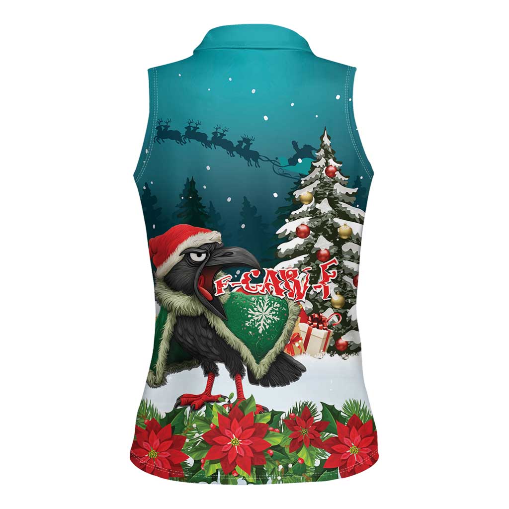 F Caw F Raven Santa Women Sleeveless Polo Shirt Funny Christmas - Wonder Print Shop