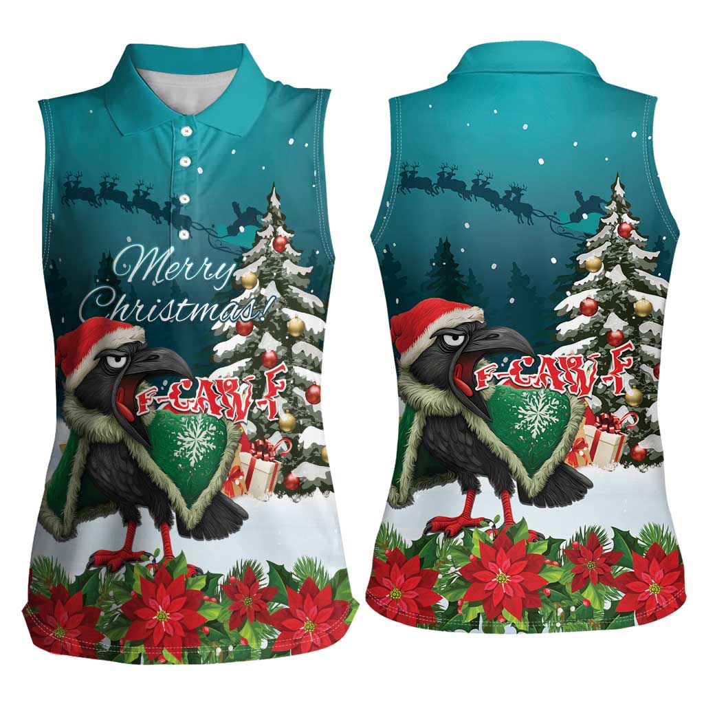F Caw F Raven Santa Women Sleeveless Polo Shirt Funny Christmas - Wonder Print Shop