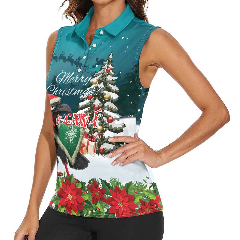 F Caw F Raven Santa Women Sleeveless Polo Shirt Funny Christmas - Wonder Print Shop