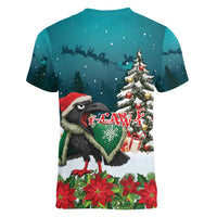 F Caw F Raven Santa Women V-Neck T-Shirt Funny Christmas - Wonder Print Shop