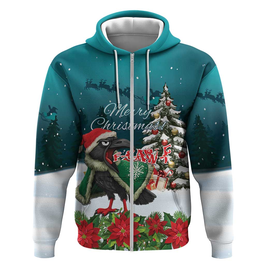 F Caw F Raven Santa Zip Hoodie Funny Christmas - Wonder Print Shop