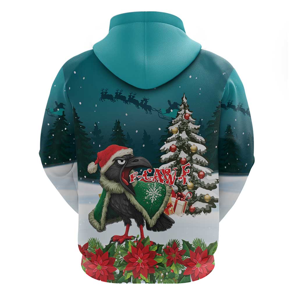 F Caw F Raven Santa Zip Hoodie Funny Christmas - Wonder Print Shop