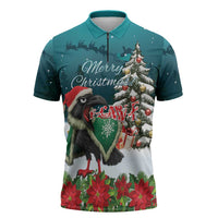 F Caw F Raven Santa Zipper Polo Shirt Funny Christmas - Wonder Print Shop
